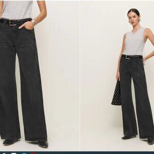 Reformation Cary Low Rise Slouchy Wide Leg Jeans Black - Size 31